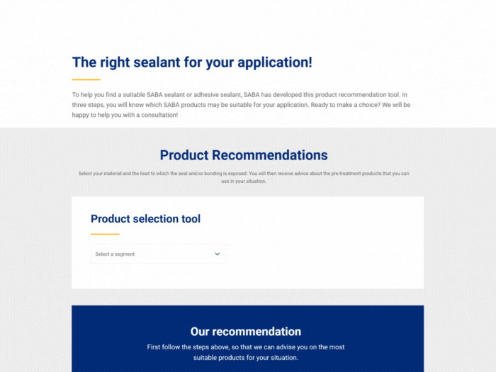 New: SABA's product selection tool